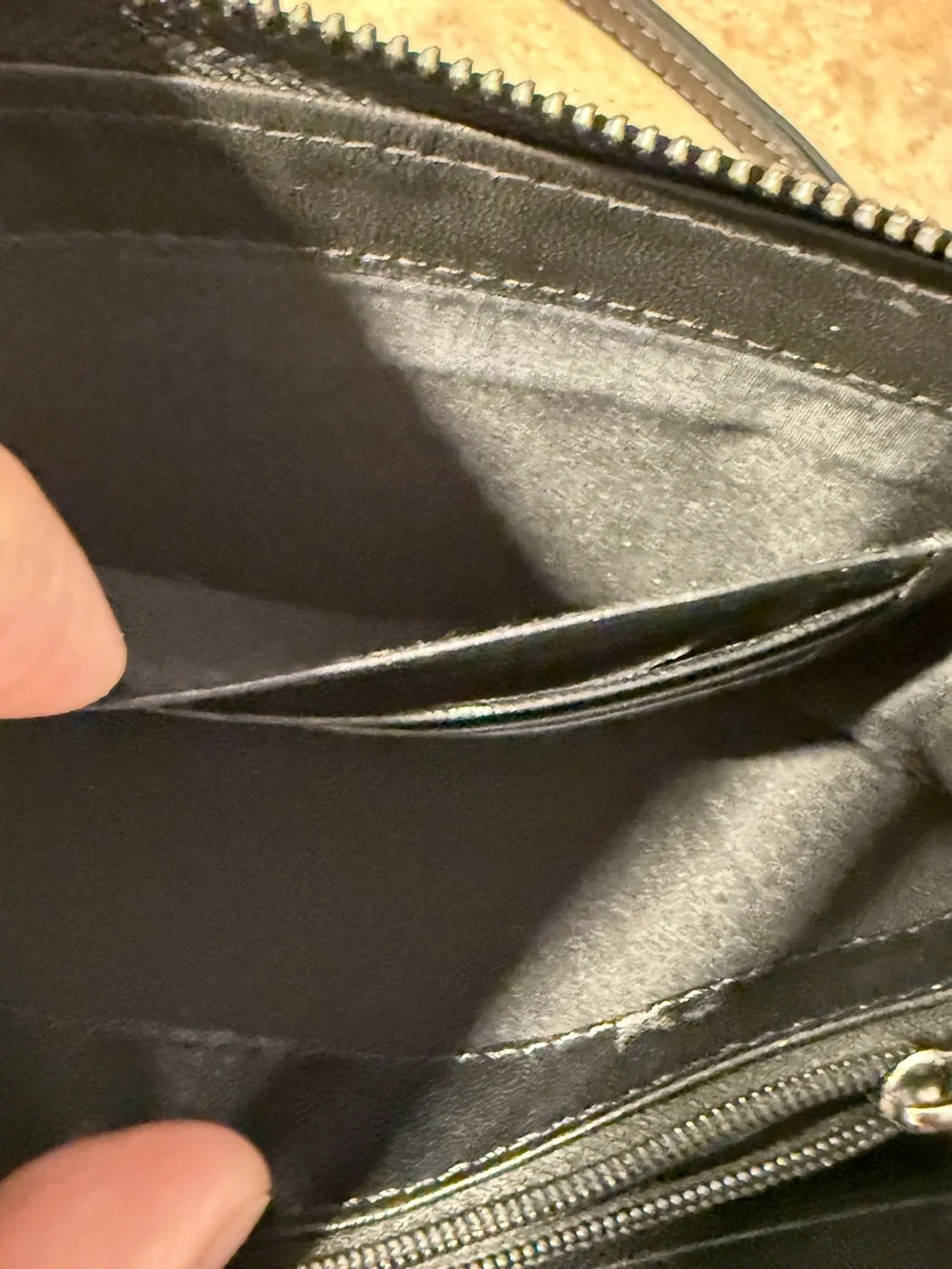 Rachel Black Leather Zip-Around Wristlet Wallet